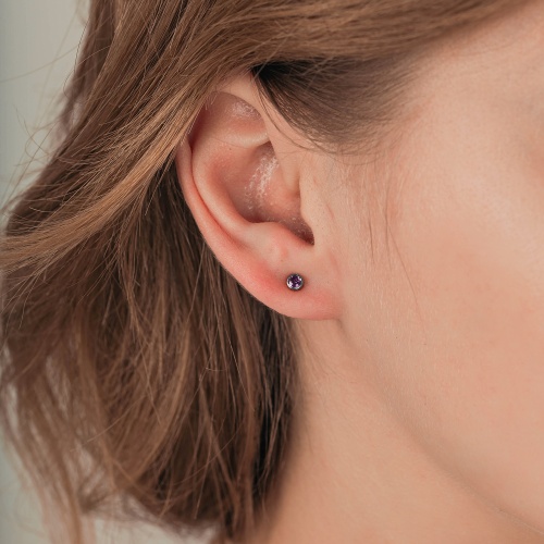 Пусеты Fiore Luna Cubic zirconia Amethyst, SWE0128 AM S фото 4